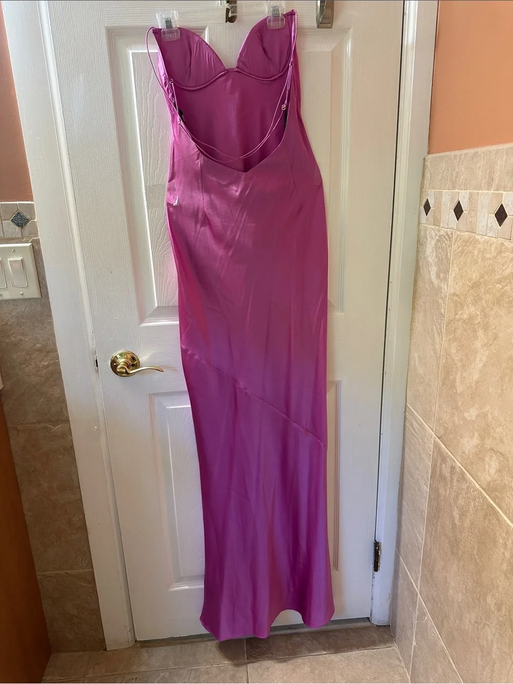 SER.O.YA Pink Silk Asymmetric Sweet Heart Neckline Long Dress Size S - Picture 3 of 16